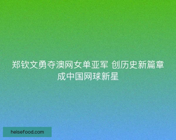 郑钦文勇夺澳网女单亚军 创历史新篇章成中国网球新星