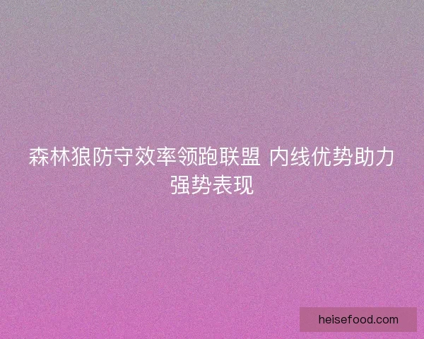 森林狼防守效率领跑联盟 内线优势助力强势表现